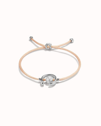 Sterling silver-plated salmon thread bracelet with shell pearl accessory